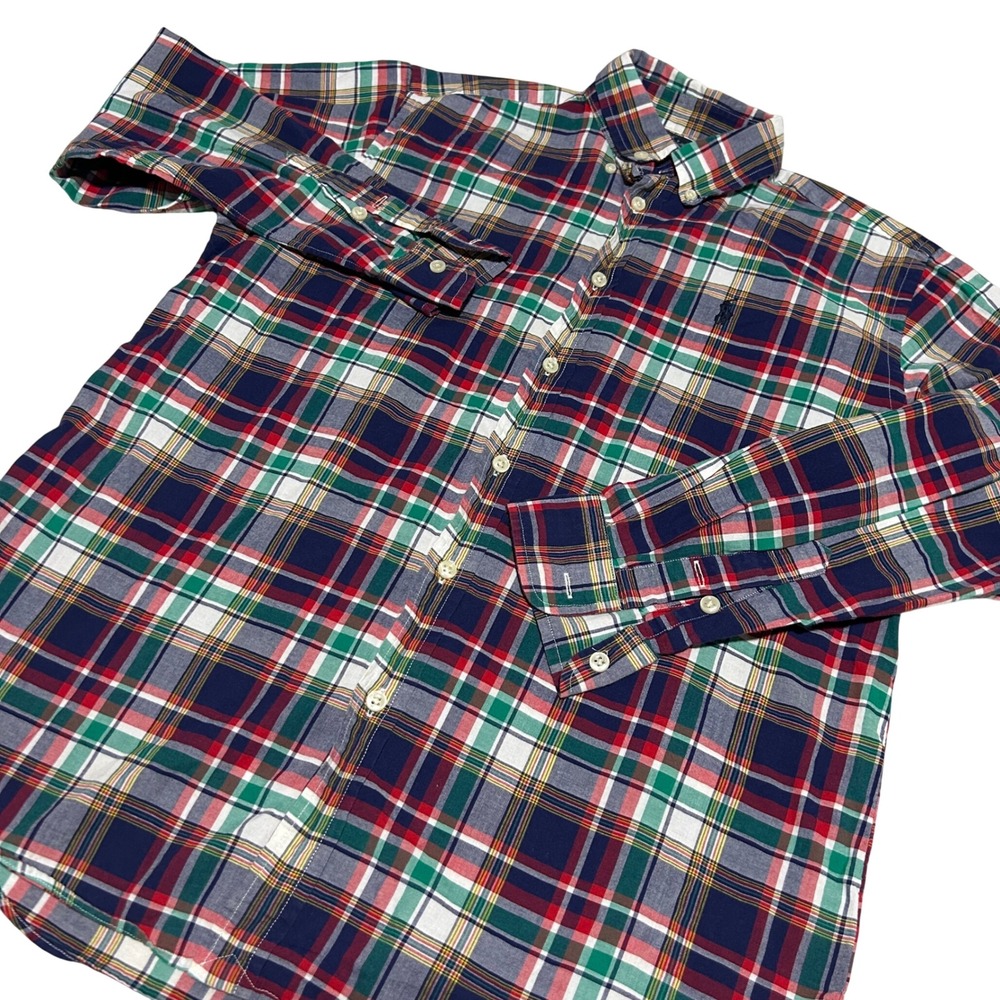 Ralph Lauren Button Down Kids L(16/18) N/A Multi-Color Plaid Long Sleeve Pony